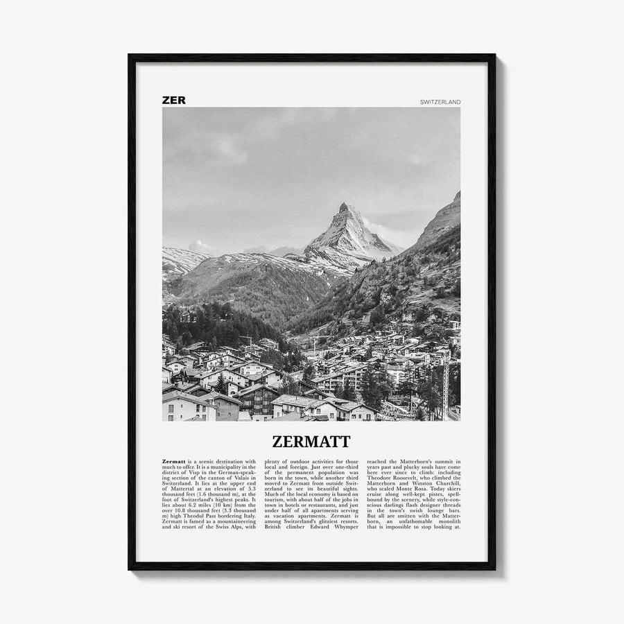 Zermatt Print Black and White, Zermatt Wall Art, Zermatt Poster, Schweiz, Switzerland, Swiss, Schweizerische, Suisse, Matterhorn, Europe