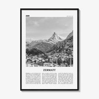 Zermatt Print Black and White, Zermatt Wall Art, Zermatt Poster, Schweiz, Switzerland, Swiss, Schweizerische, Suisse, Matterhorn, Europe