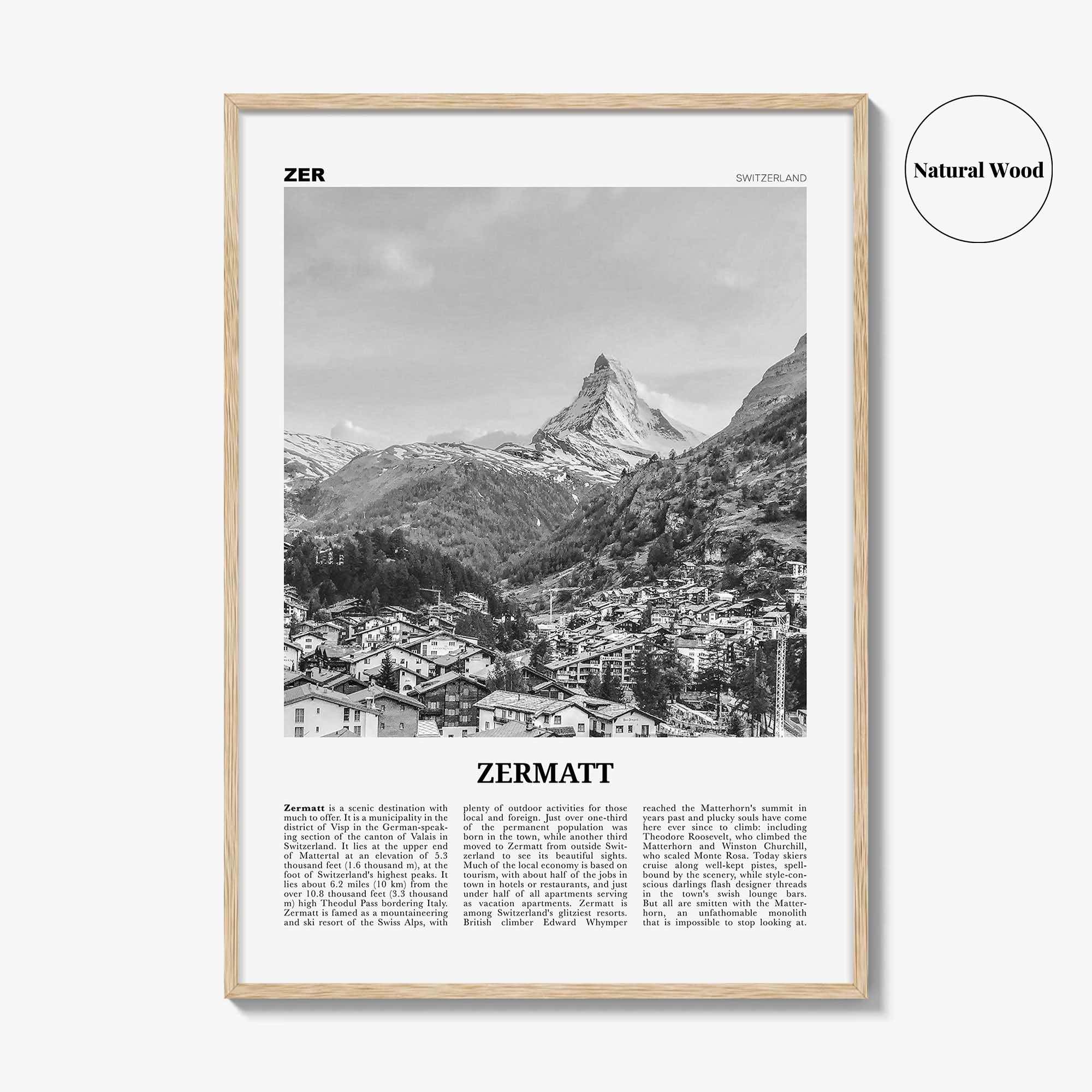 Zermatt Print Black and White, Zermatt Wall Art, Zermatt Poster, Schweiz, Switzerland, Swiss, Schweizerische, Suisse, Matterhorn, Europe