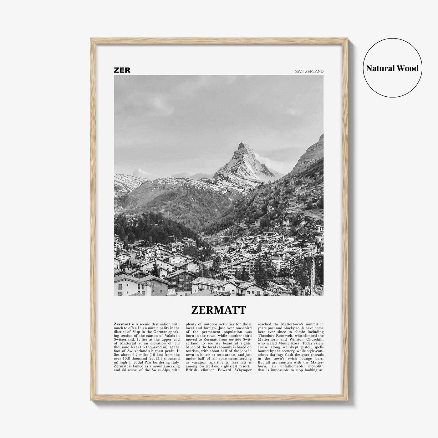 Zermatt Print Black and White, Zermatt Wall Art, Zermatt Poster, Schweiz, Switzerland, Swiss, Schweizerische, Suisse, Matterhorn, Europe