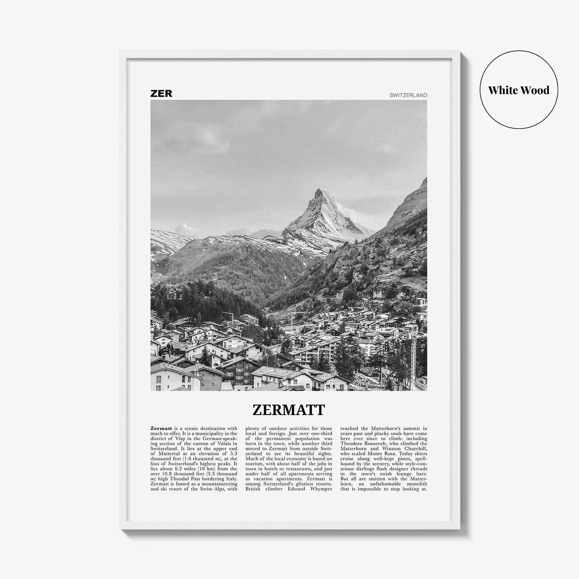 Zermatt Print Black and White, Zermatt Wall Art, Zermatt Poster, Schweiz, Switzerland, Swiss, Schweizerische, Suisse, Matterhorn, Europe