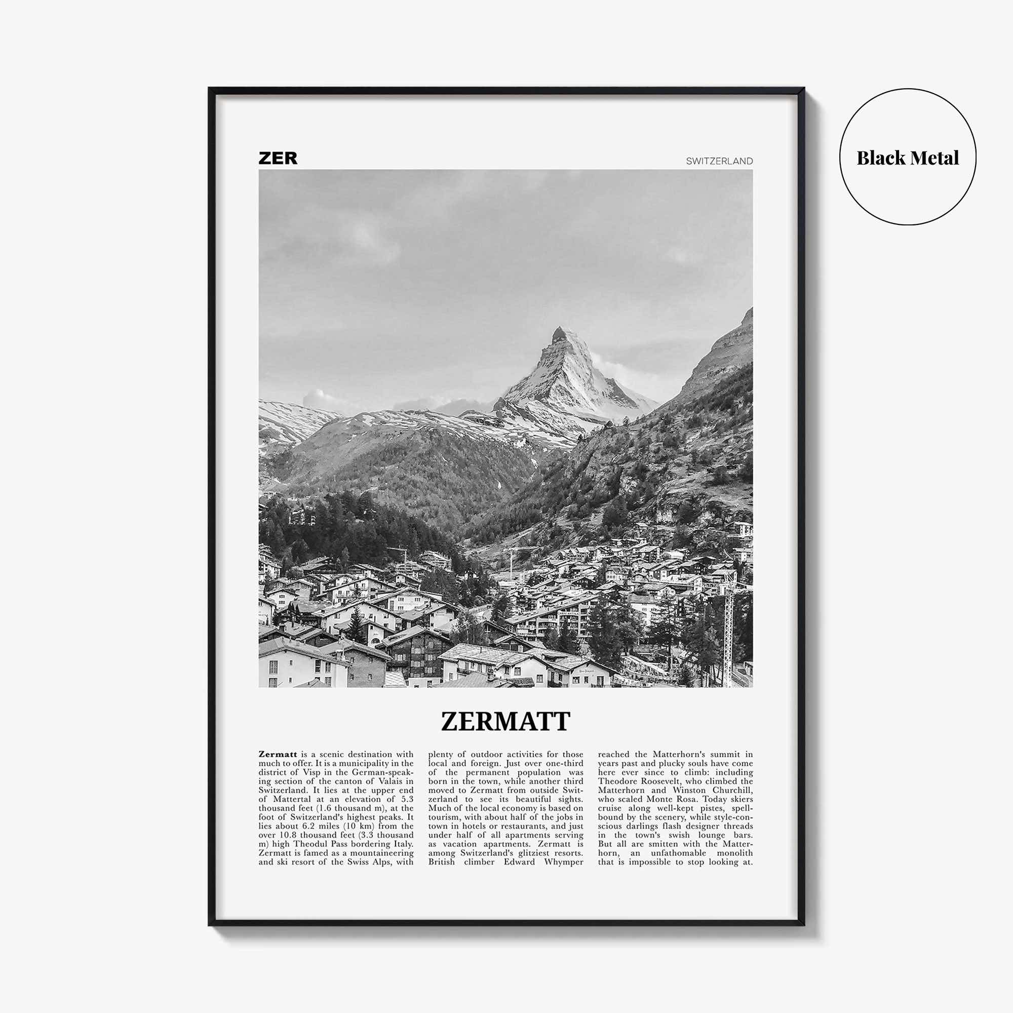 Zermatt Print Black and White, Zermatt Wall Art, Zermatt Poster, Schweiz, Switzerland, Swiss, Schweizerische, Suisse, Matterhorn, Europe