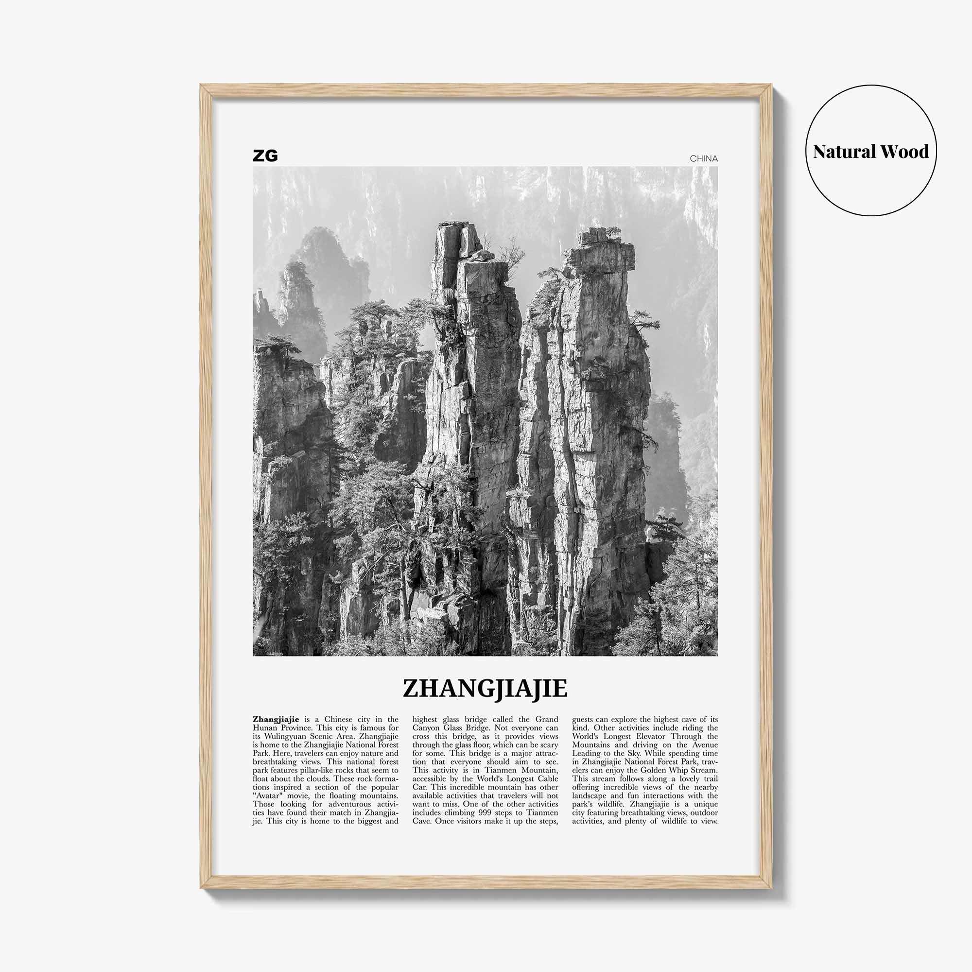 Zhangjiajie Print Black and White, Zhangjiajie Wall Art, Zhangjiajie Poster, Zhangjiajie Photo, Zhangjiajie Wall Décor, Zhangjiajie Map