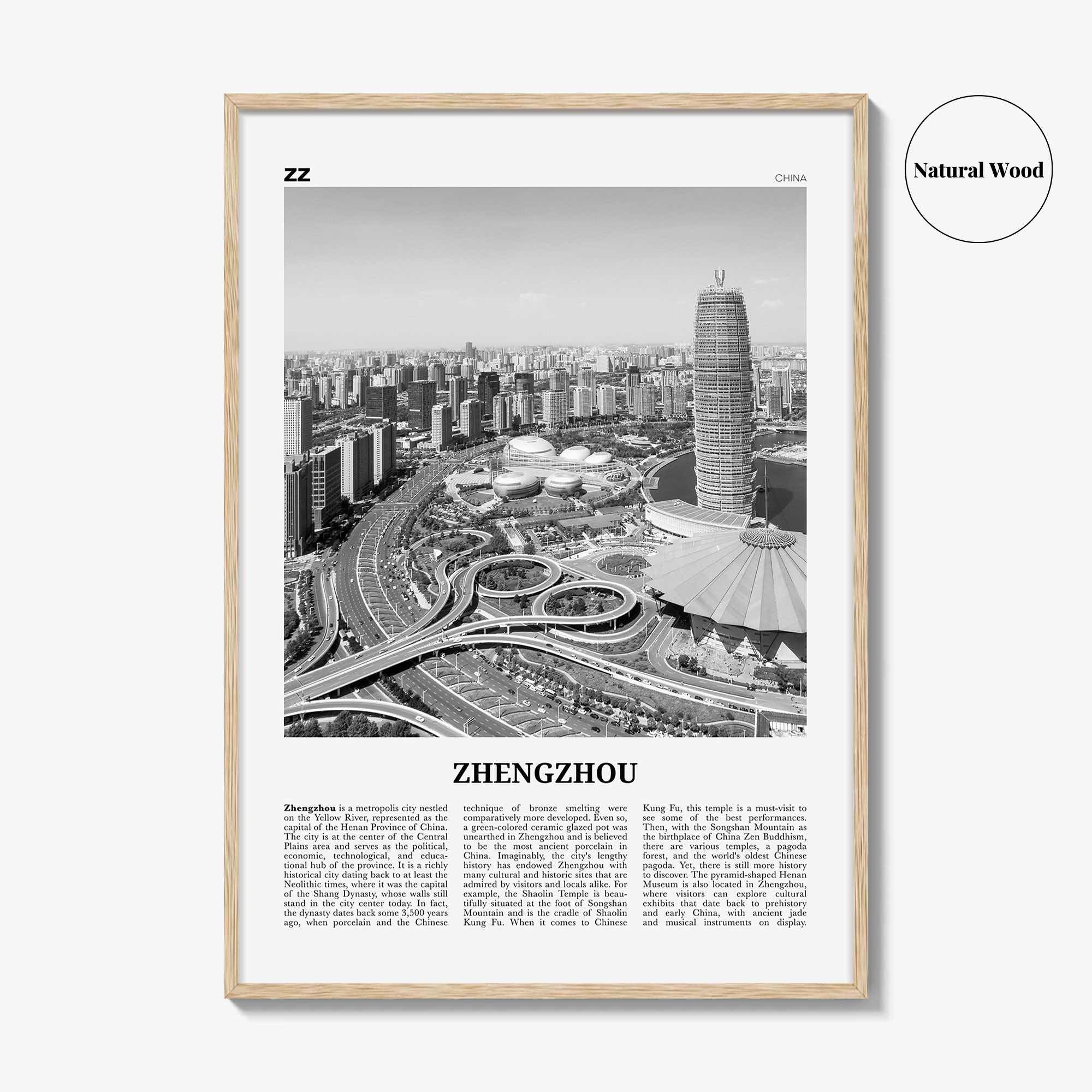 Zhengzhou Print Black and White, Zhengzhou Wall Art, Zhengzhou Poster, Zhengzhou Photo, Zhengzhou Wall Décor, Zhengzhou Map, China