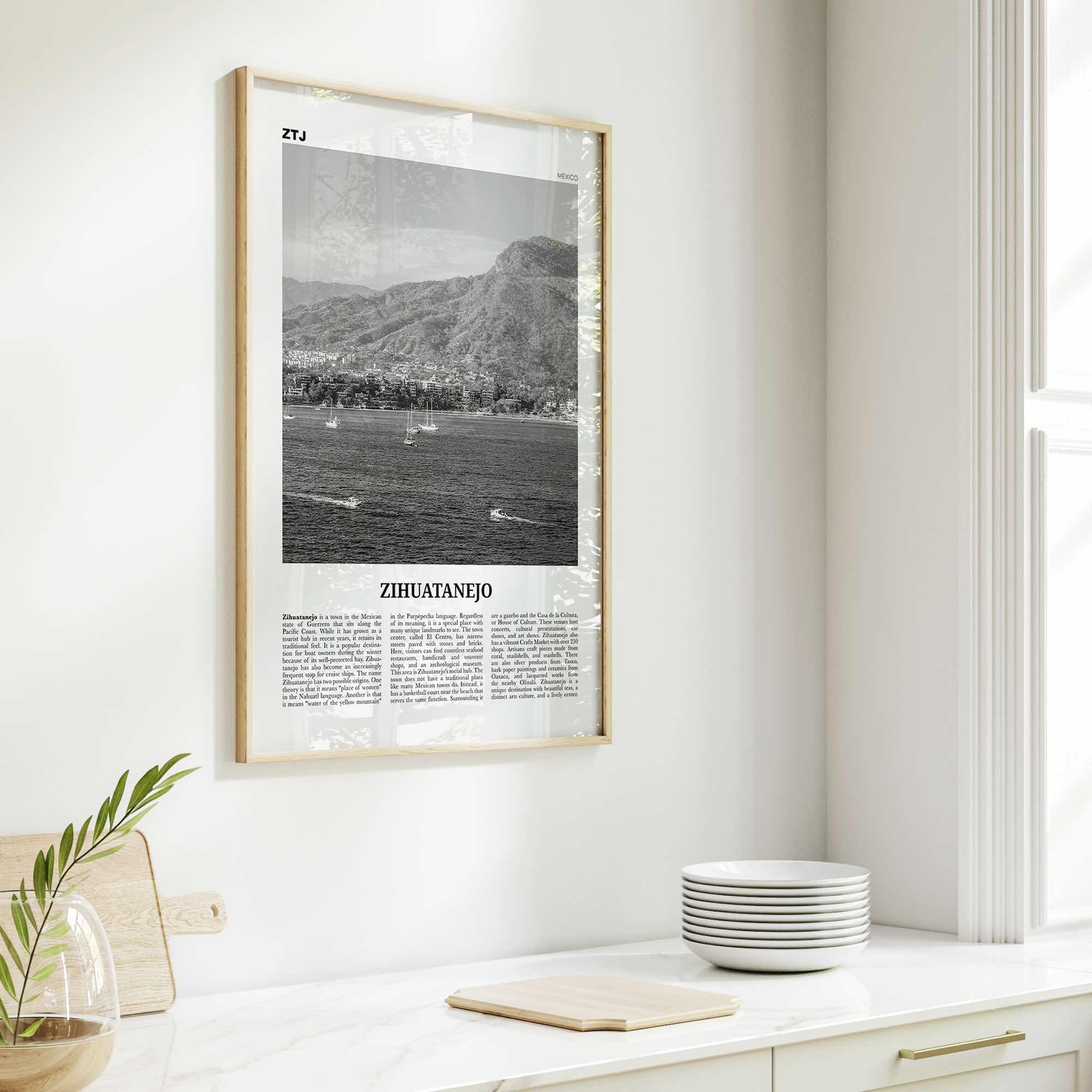 Zihuatanejo Print Black and White, Zihuatanejo Wall Art, Zihuatanejo Poster, Zihuatanejo Photo, Zihuatanejo Wall Décor, Mexico