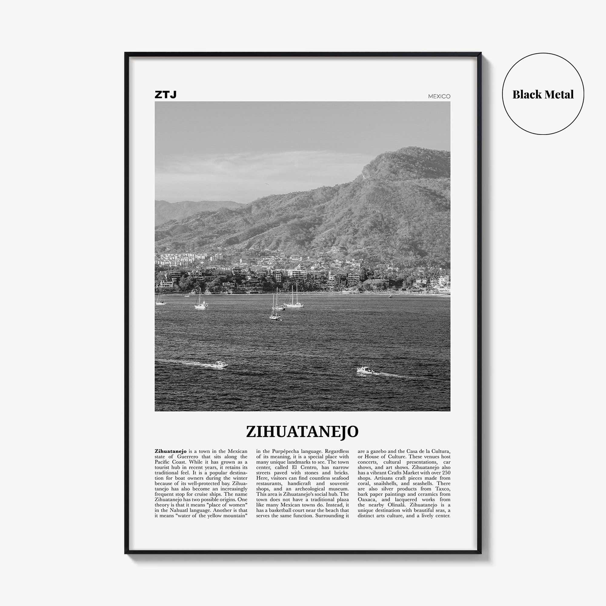 Zihuatanejo Print Black and White, Zihuatanejo Wall Art, Zihuatanejo Poster, Zihuatanejo Photo, Zihuatanejo Wall Décor, Mexico