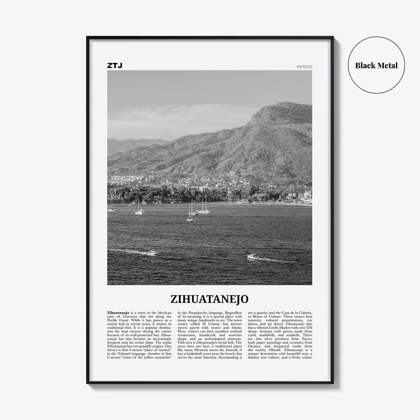 Zihuatanejo Print Black and White, Zihuatanejo Wall Art, Zihuatanejo Poster, Zihuatanejo Photo, Zihuatanejo Wall Décor, Mexico