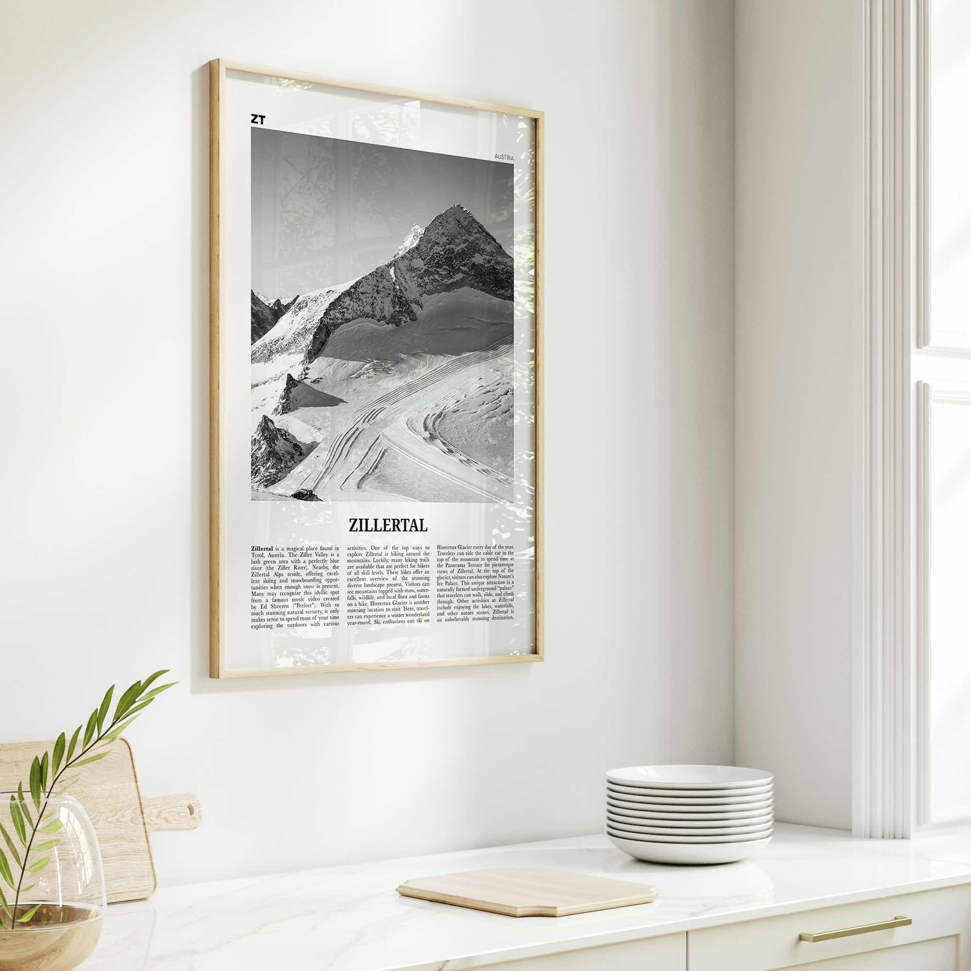 Zillertal Print Black and White, Zillertal Wall Art, Zillertal Poster, Zillertal Photo, Zillertal Wall Décor, Zillertal Map, Austria