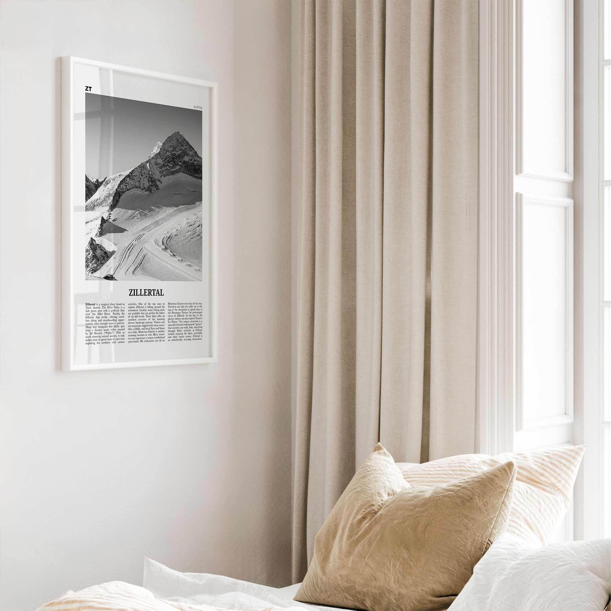 Zillertal Print Black and White, Zillertal Wall Art, Zillertal Poster, Zillertal Photo, Zillertal Wall Décor, Zillertal Map, Austria