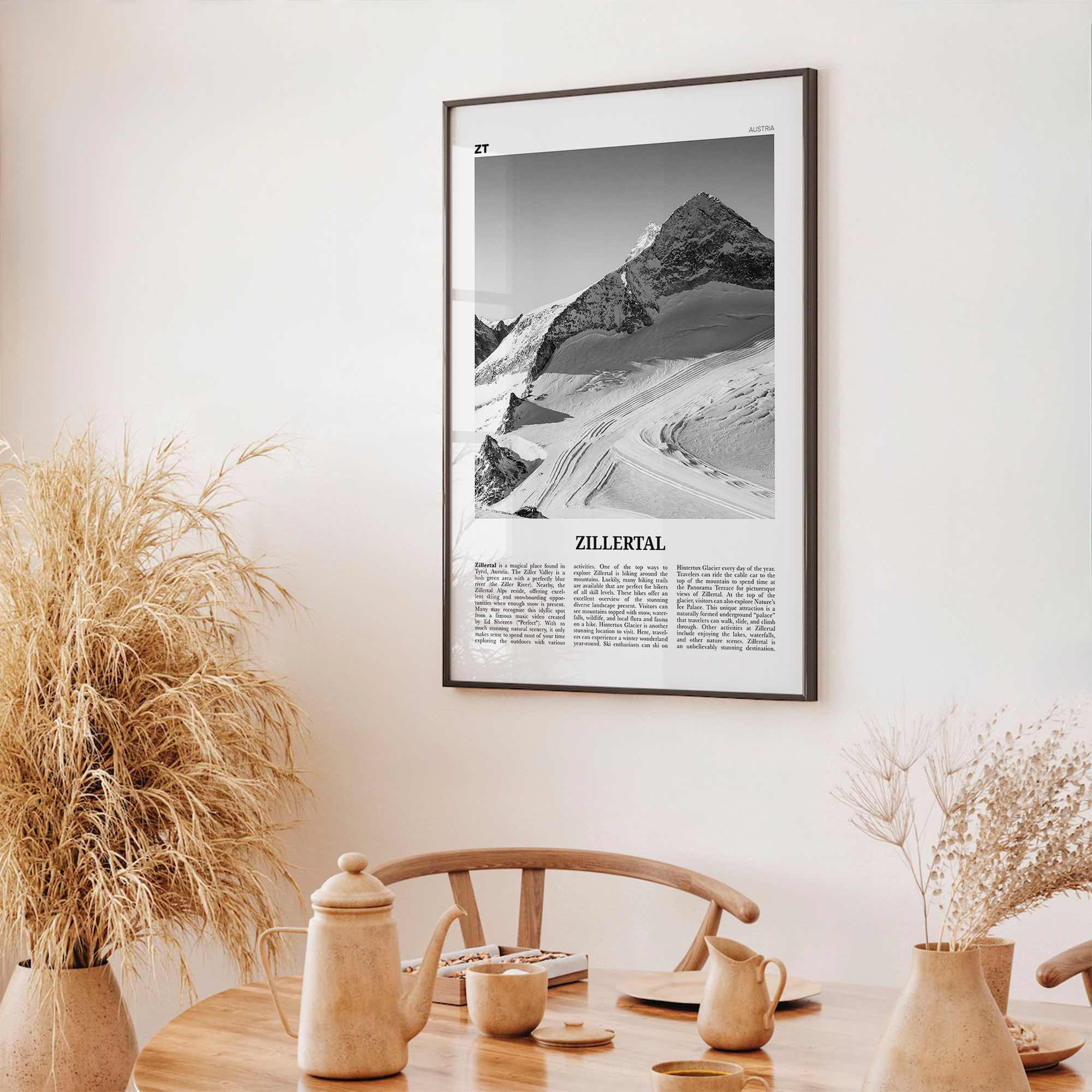 Zillertal Print Black and White, Zillertal Wall Art, Zillertal Poster, Zillertal Photo, Zillertal Wall Décor, Zillertal Map, Austria