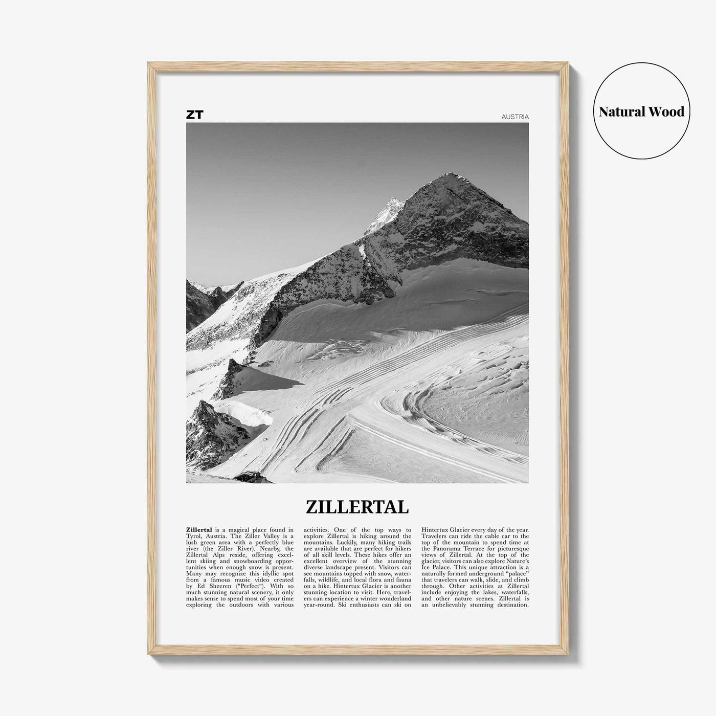 Zillertal Print Black and White, Zillertal Wall Art, Zillertal Poster, Zillertal Photo, Zillertal Wall Décor, Zillertal Map, Austria