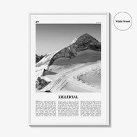 Zillertal Print Black and White, Zillertal Wall Art, Zillertal Poster, Zillertal Photo, Zillertal Wall Décor, Zillertal Map, Austria