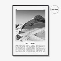 Zillertal Print Black and White, Zillertal Wall Art, Zillertal Poster, Zillertal Photo, Zillertal Wall Décor, Zillertal Map, Austria