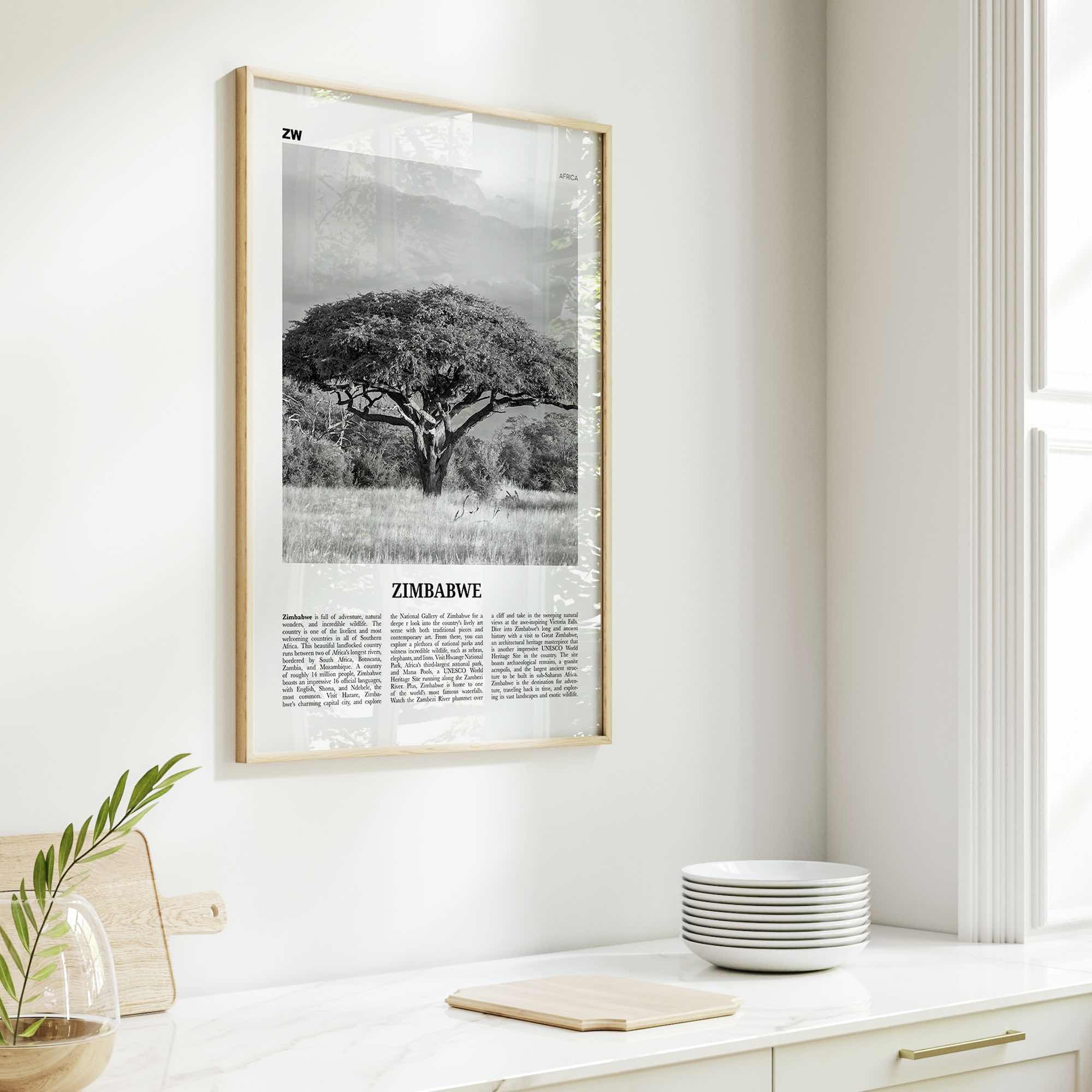 Zimbabwe Print Black and White, Zimbabwe Wall Art, Zimbabwe Poster, Zimbabwe Photo, Zimbabwe Wall Decor, Harare, Africa