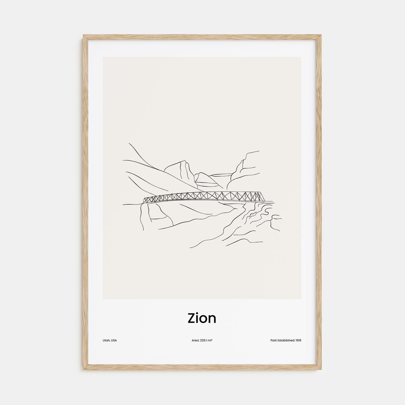 Zion National Park Drawn Poster