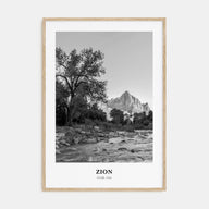 Zion National Park Portrait B&W Poster