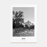 Zion National Park Portrait B&W Poster