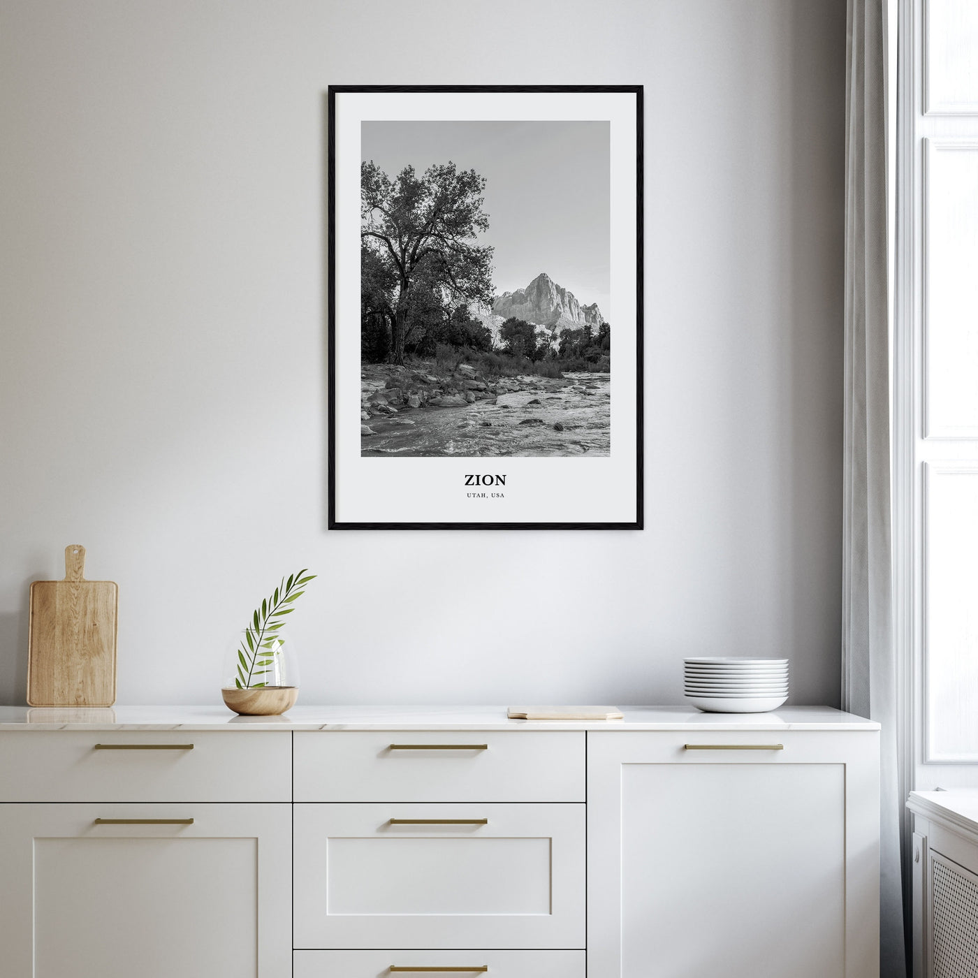 Zion National Park Portrait B&W Poster