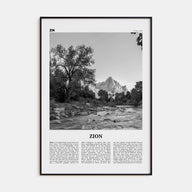 Zion National Park Travel B&W Poster