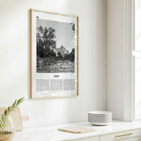 Zion National Park Print Black and White, Zion Wall Art, Zion Poster, Zion Photo, Utah, USA, United States, North America