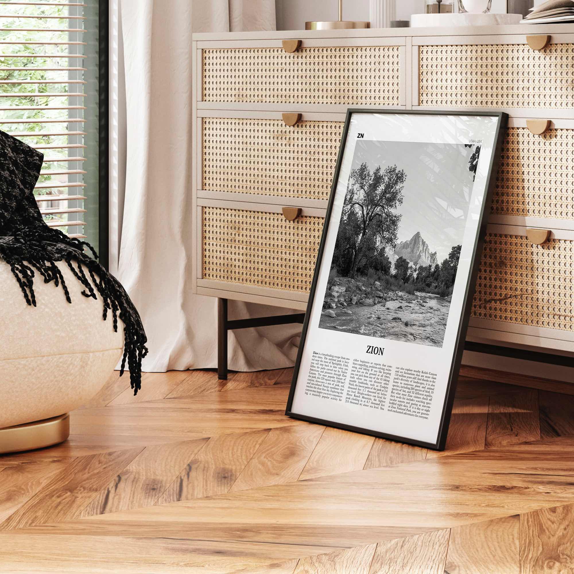 Zion National Park Print Black and White, Zion Wall Art, Zion Poster, Zion Photo, Utah, USA, United States, North America