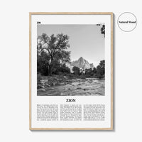 Zion National Park Print Black and White, Zion Wall Art, Zion Poster, Zion Photo, Utah, USA, United States, North America