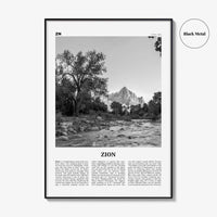 Zion National Park Print Black and White, Zion Wall Art, Zion Poster, Zion Photo, Utah, USA, United States, North America