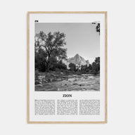 Zion National Park Travel B&W Poster