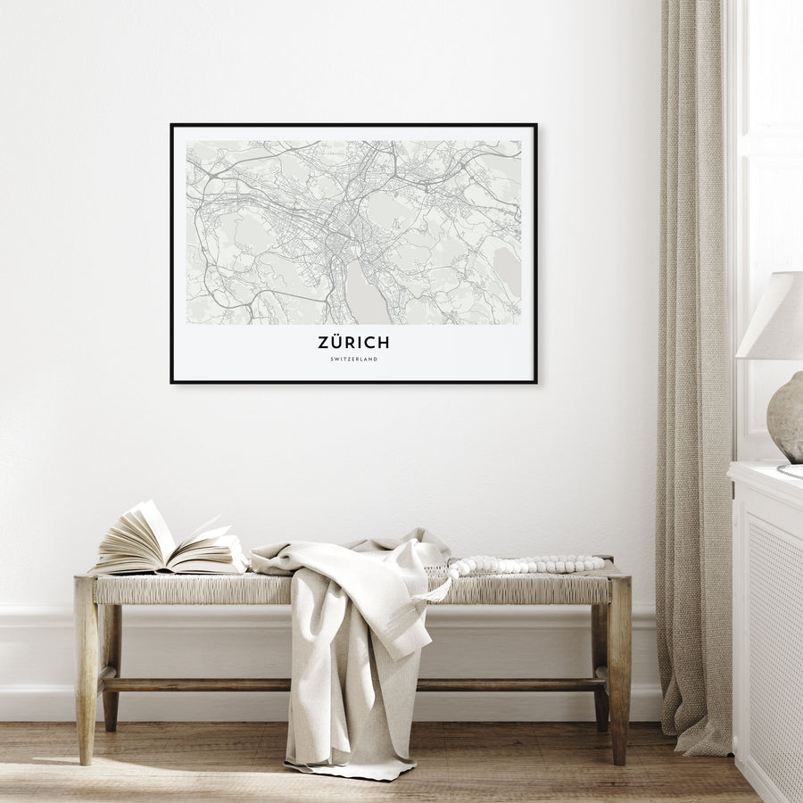 Zürich Map Landscape Poster