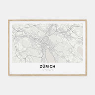 Zürich Map Landscape Poster