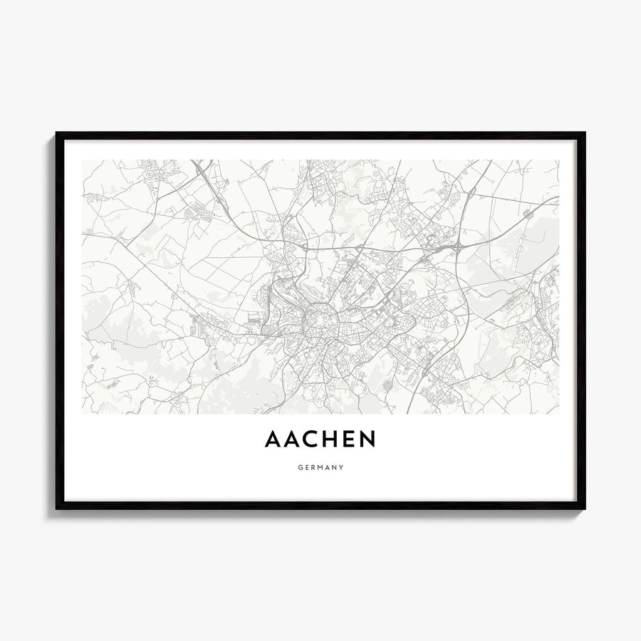 Aachen Map Poster, framed poster mockup