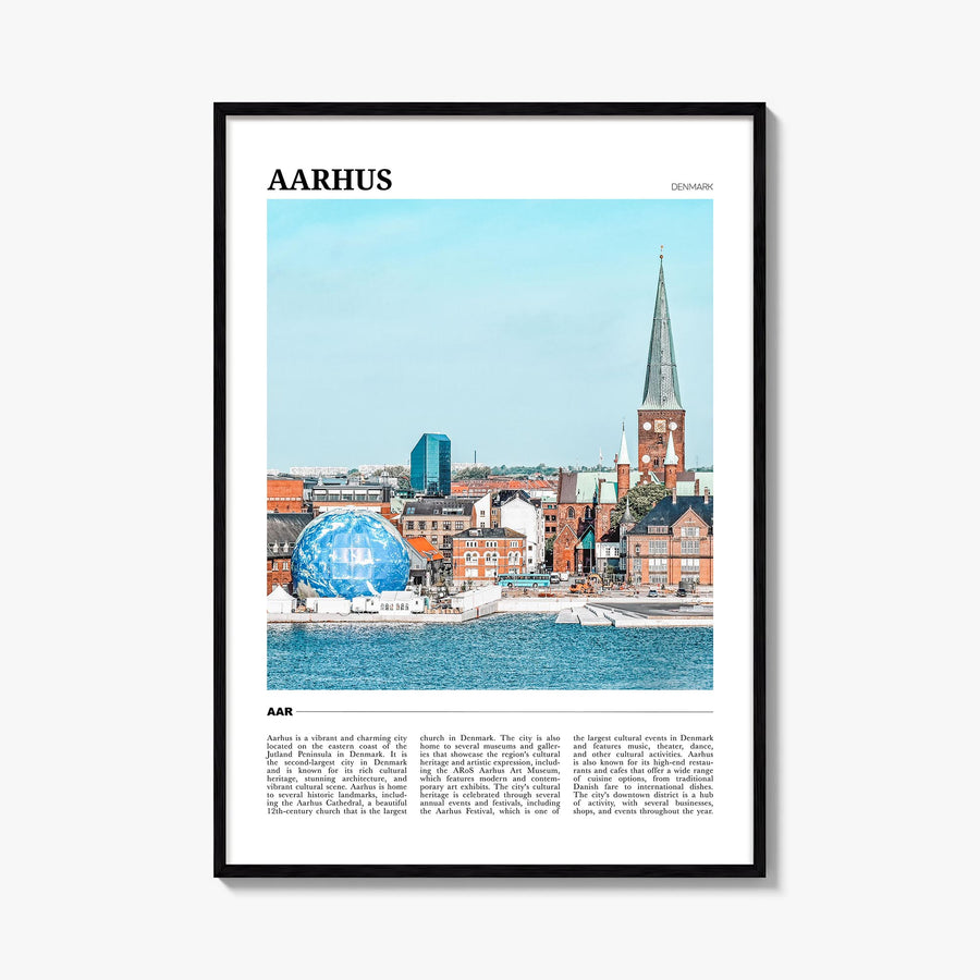 Aarhus colorful travel poster of Denmark – vertical wall art, unframed print shown in interior mockup