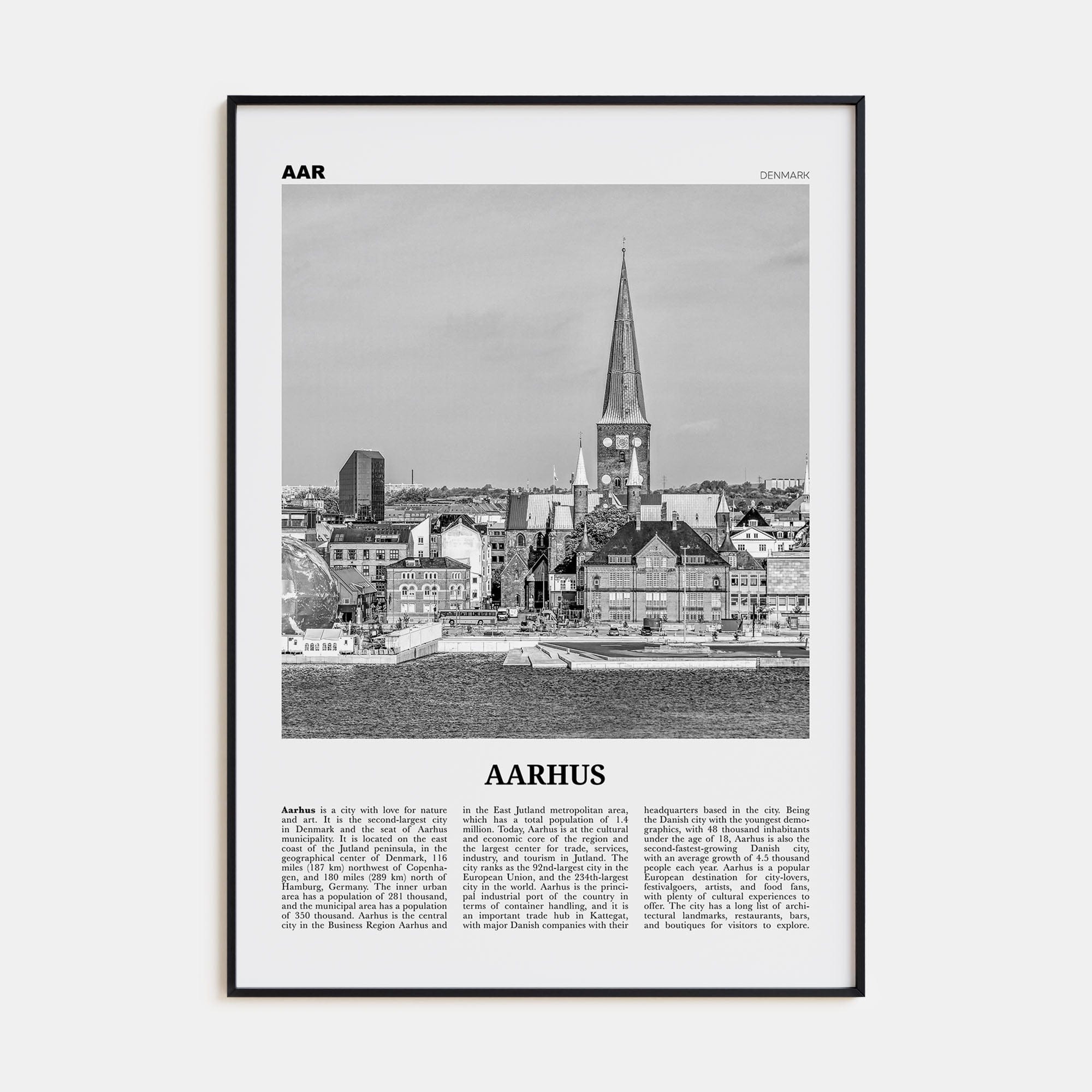 Aarhus No 1 Poster None / 8x12 in Nbourhood Travel B&W Poster