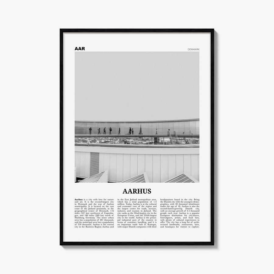 Aarhus no. 2 black & white newspaper poster of Denmark – vertical wall art, unframed print shown in interior mockup