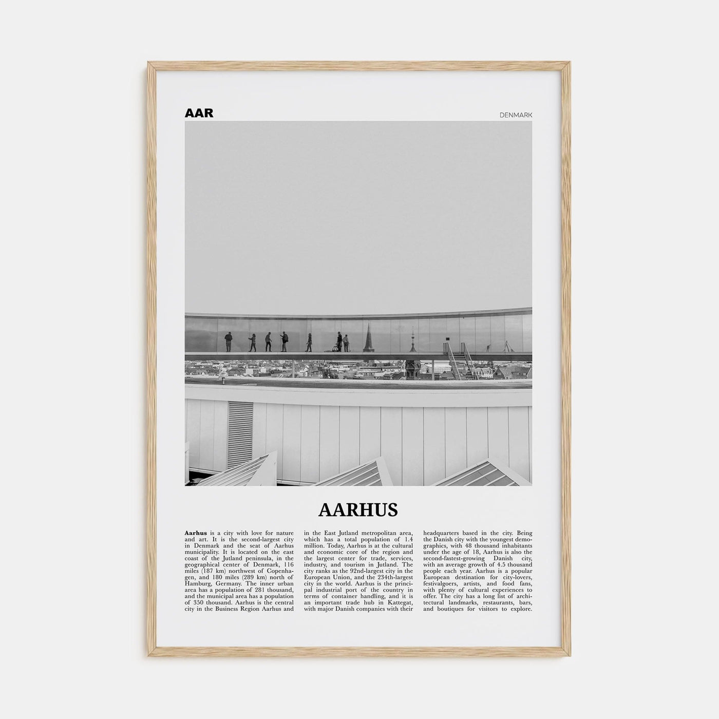 Aarhus No 2 Poster Natural Wood / 8x12 in Nbourhood Travel B&W Poster