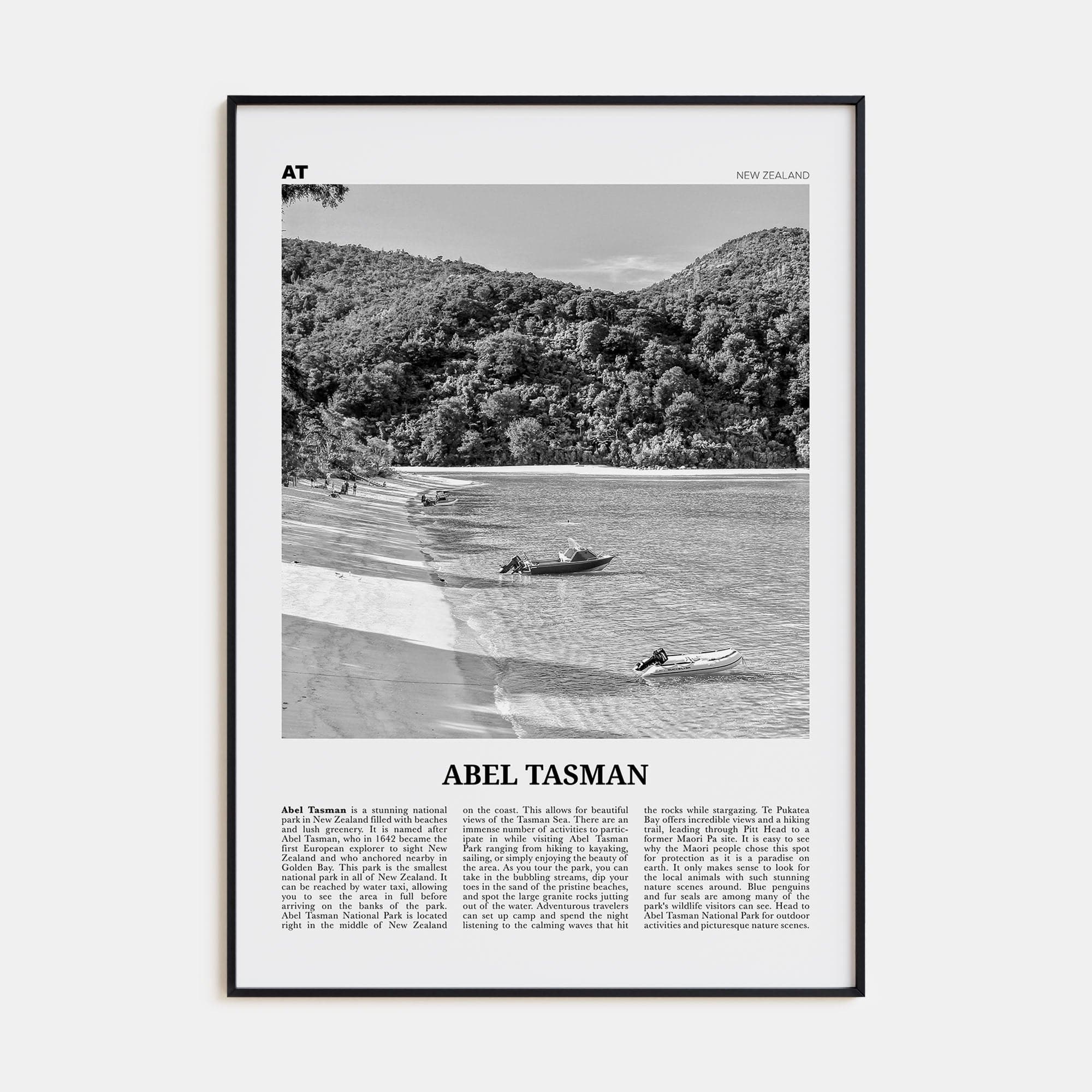 Abel Tasman National Park Poster None / 8x12 in Nbourhood Travel B&W Poster