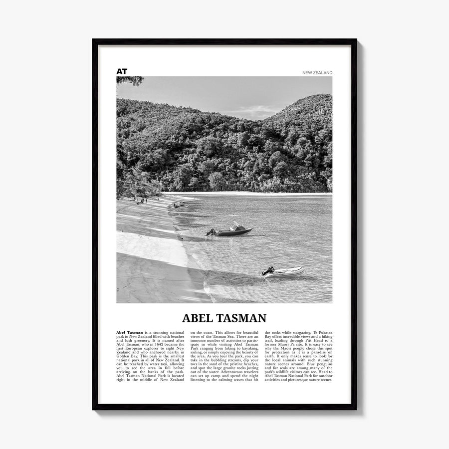 Abel Tasman National Park Newspaper Poster, framed poster mockup