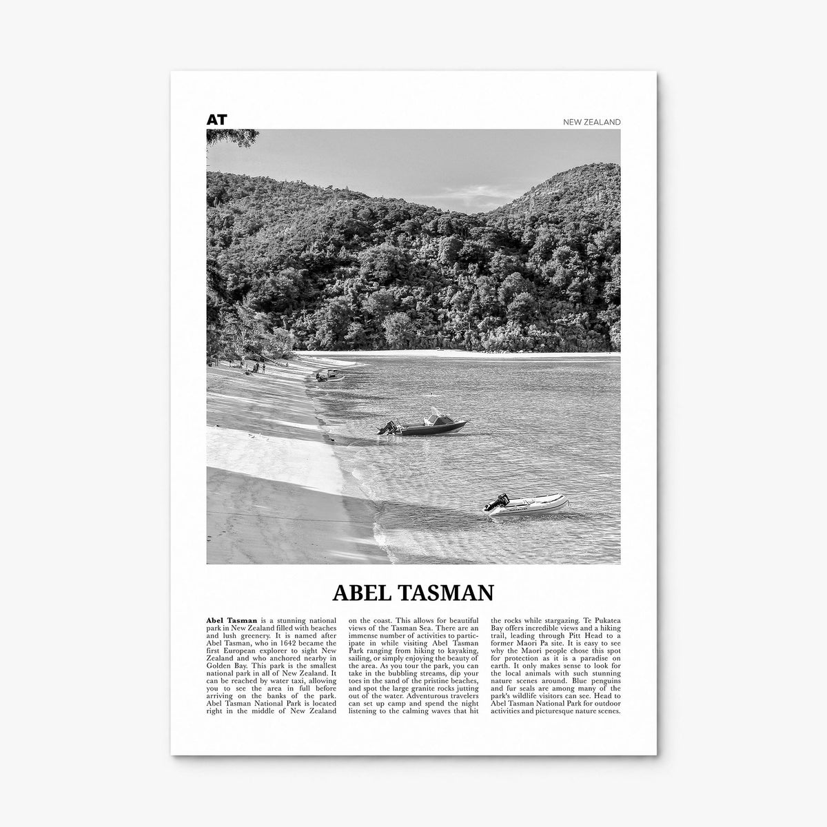 Abel Tasman National Park Newspaper Poster, print only (unframed)
