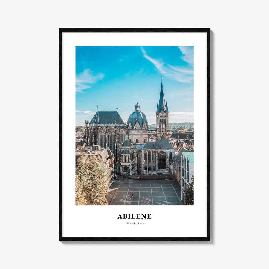 Abilene colorful classic poster of Texas, USA – vertical wall art, unframed print shown in interior mockup