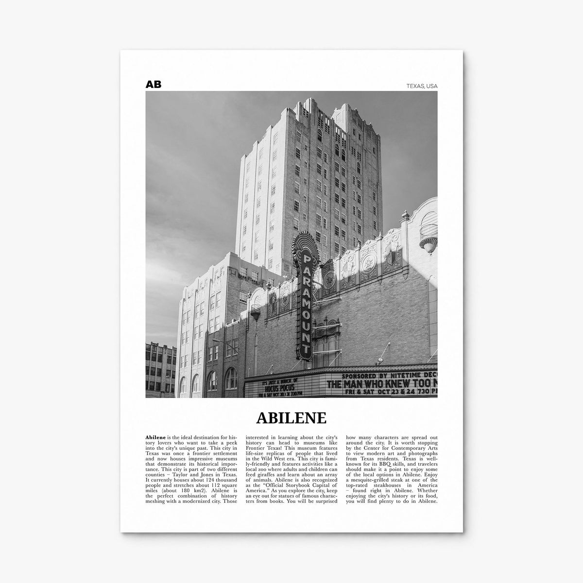 Abilene Newspaper Poster, print only (unframed)