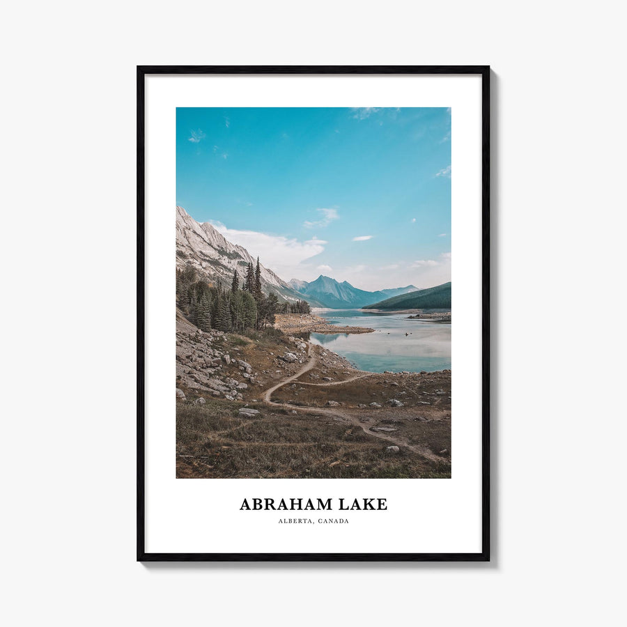 Abraham Lake colorful classic poster of Canada – vertical wall art, unframed print shown in interior mockup