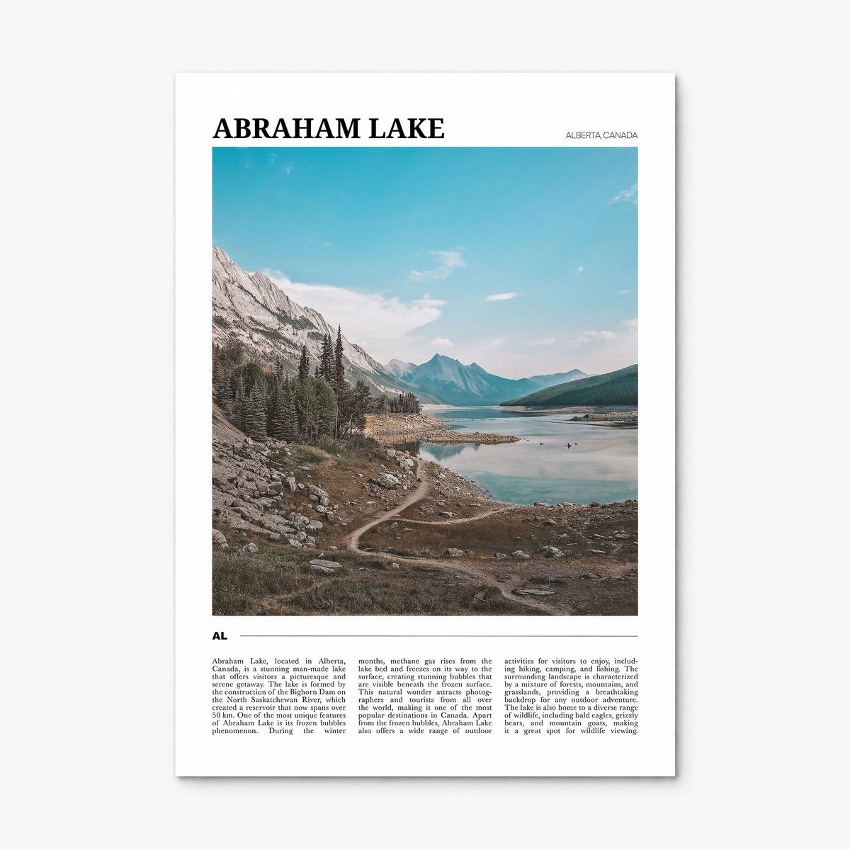 Abraham Lake Travel Poster, print only (unframed)