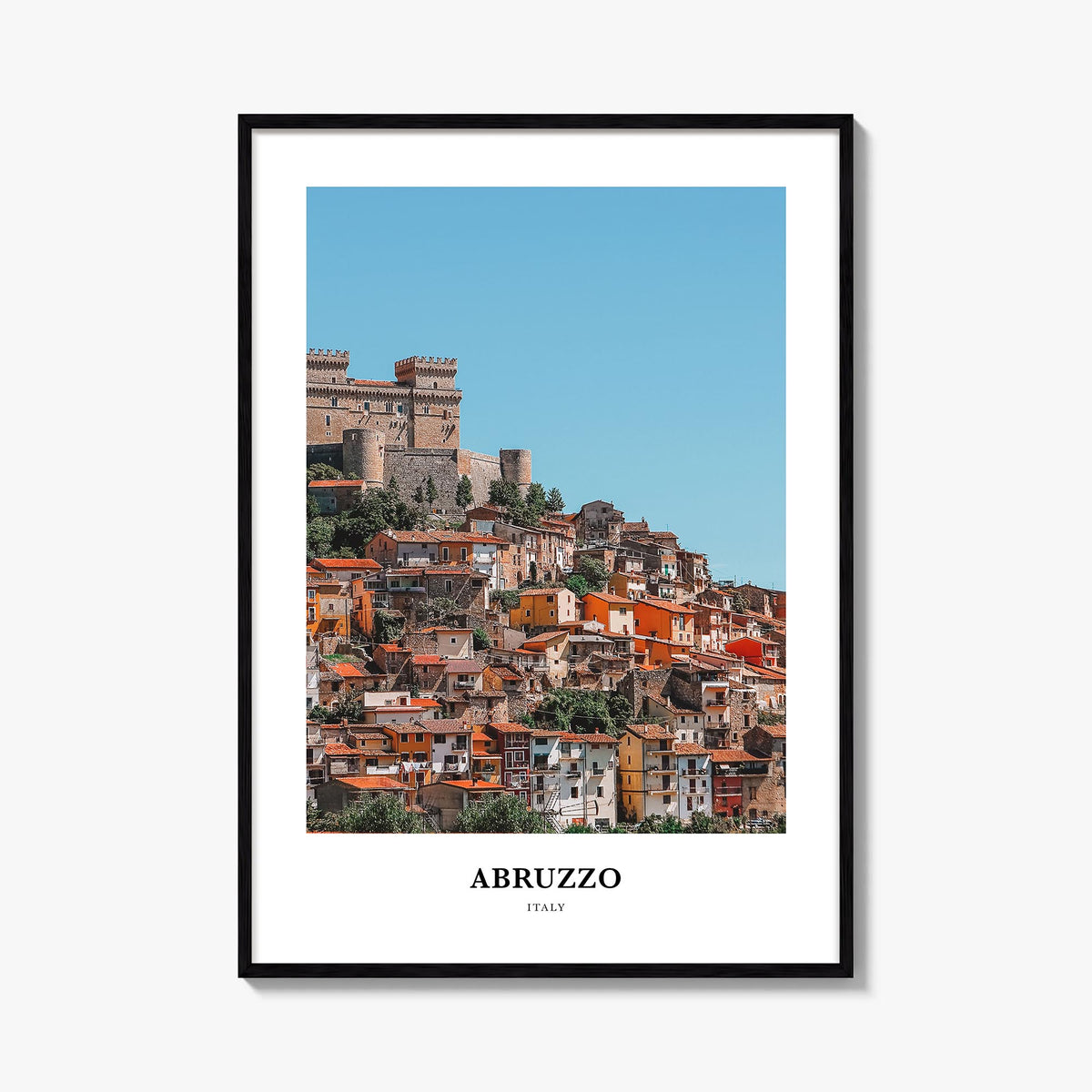 Abruzzo no. 2 colorful classic poster of Italy – vertical wall art, unframed print shown in interior mockup