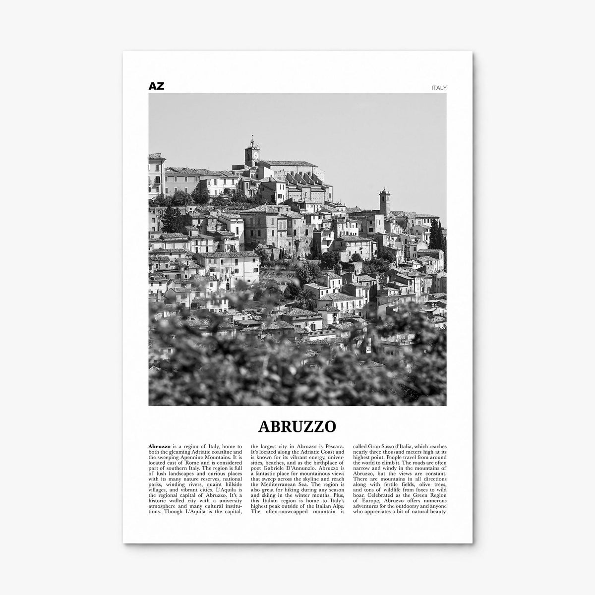 Abruzzo Newspaper No 2 Poster, print only (unframed)