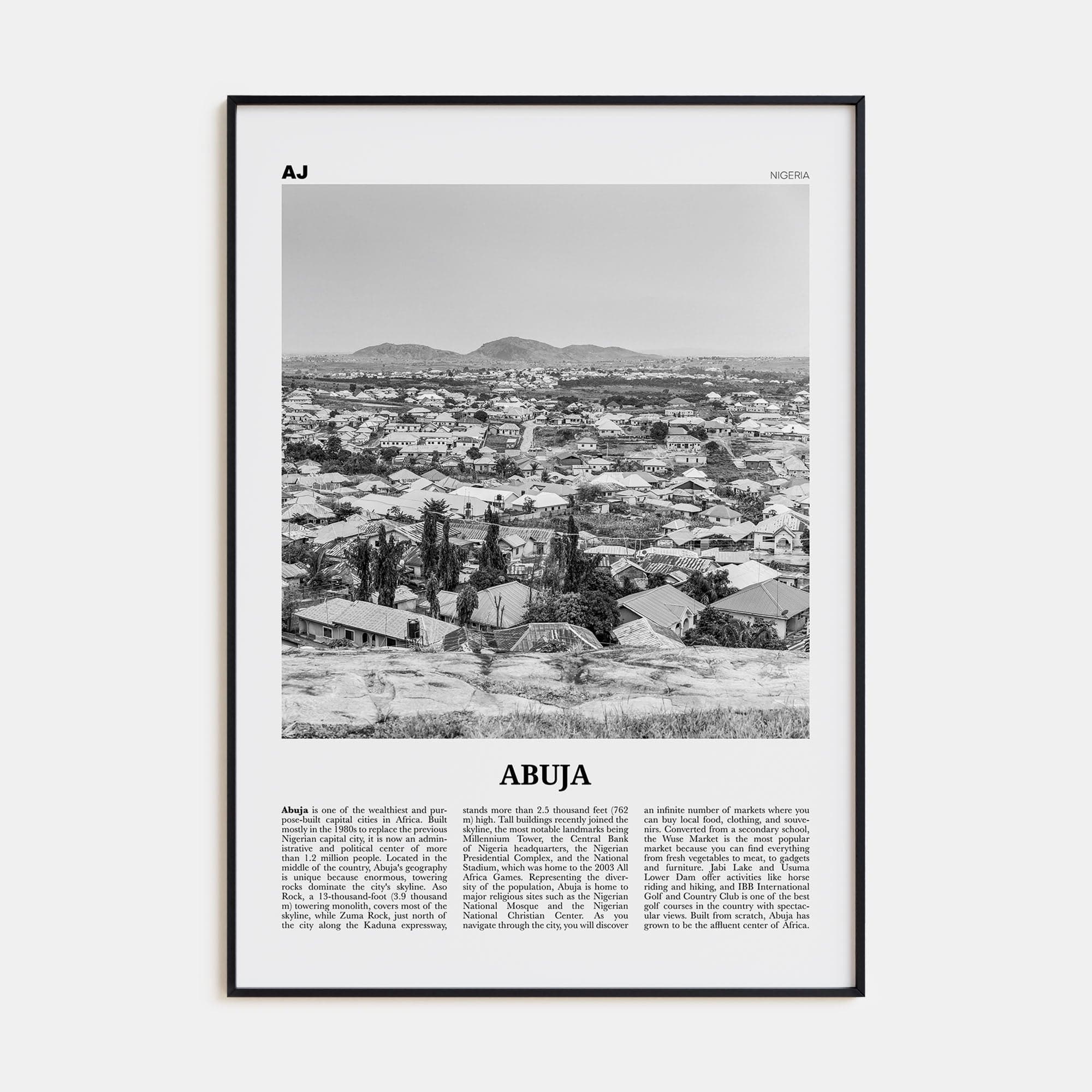 Abuja Poster None / 8x12 in Nbourhood Travel B&W Poster