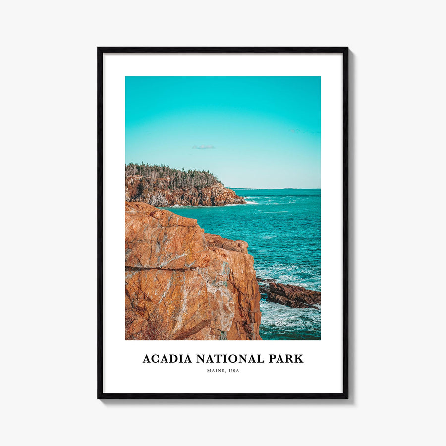 Acadia National Park colorful classic poster of Maine, USA – vertical wall art, unframed print shown in interior mockup