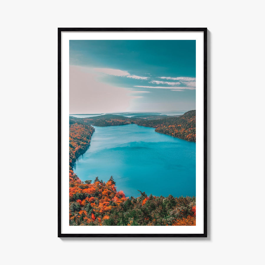 Acadia National Park colorful photo poster of Maine, USA – vertical wall art, unframed print shown in interior mockup