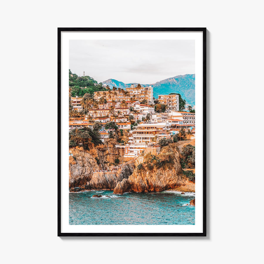 Acapulco de Juárez colorful photo poster of Mexico – vertical wall art, unframed print shown in interior mockup