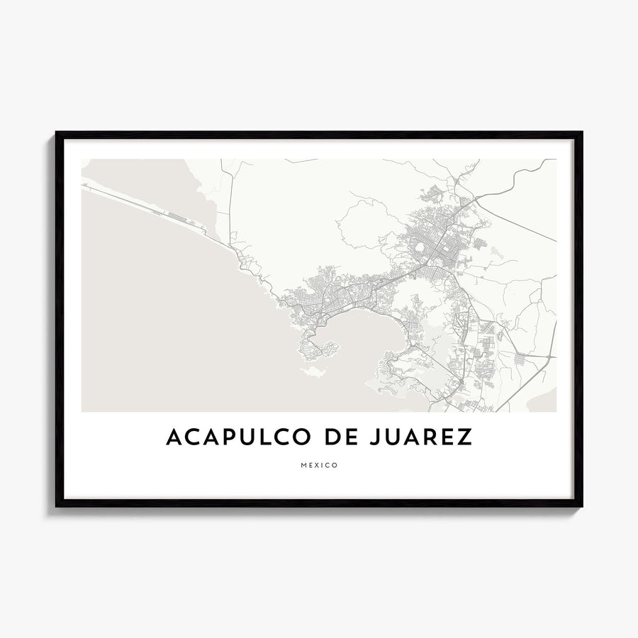 Acapulco Map Poster, framed poster mockup