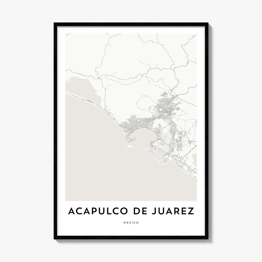 Acapulco Map Poster, framed poster mockup